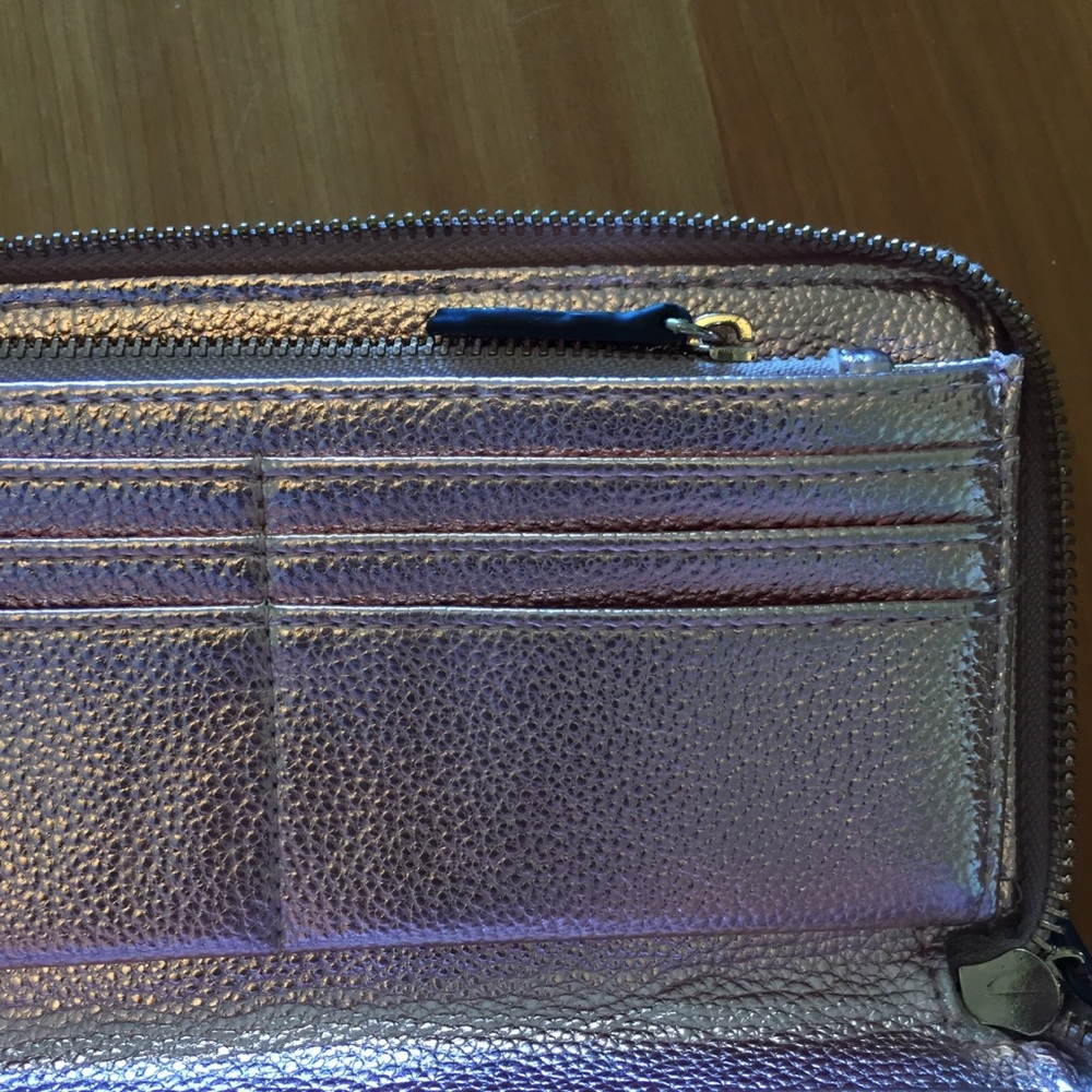 Metallic Pink Rose Wristlet Wallet - Picture 4 of 10